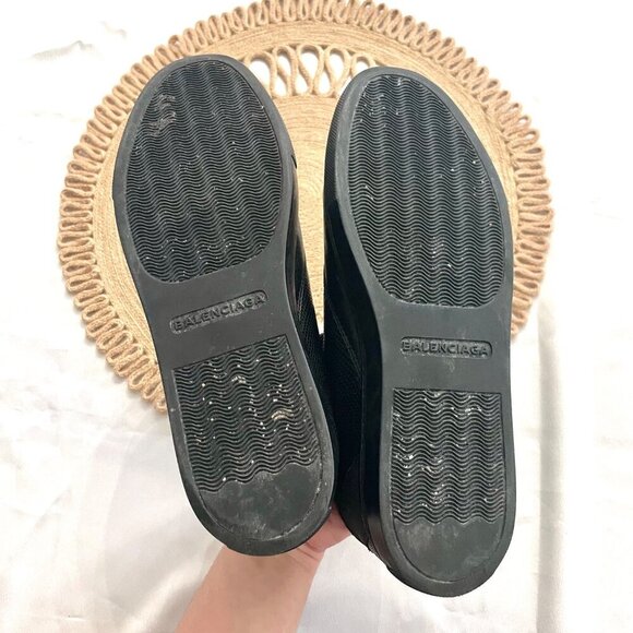 Balenciaga Black Leather Hi Top Textured Sneakers Unisex Size EU 39 - Picture 7 of 10